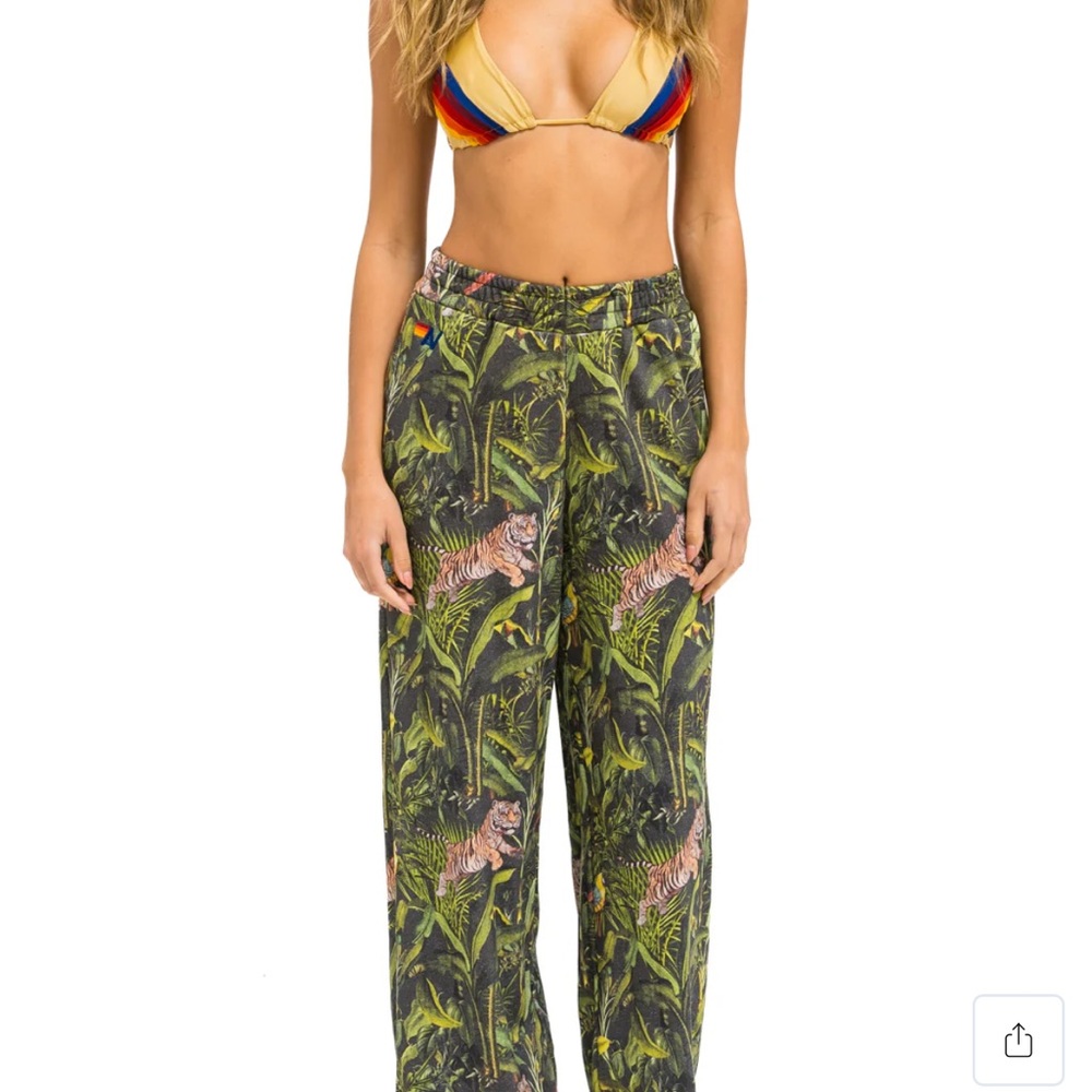 Aviator Nation JUNGLE WIDE LEG POCKET SWEATPANTS - VINTAGE CHARCOAL size XS